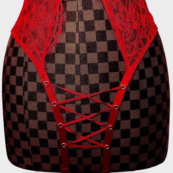 Victoria's Secret Red Lace Teddy Lingerie Size Medium Crotchless Sheer Coquette - Picture 7 of 12